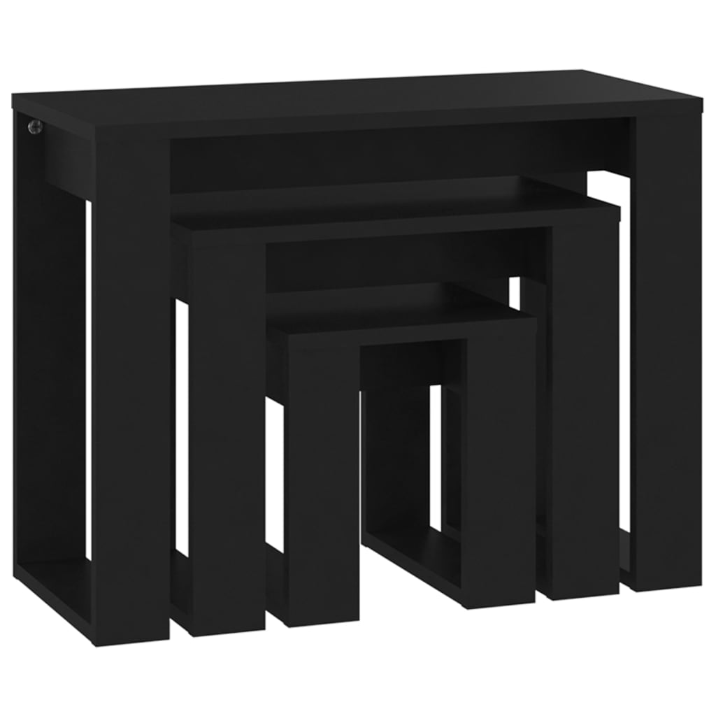 Nesting Tables 3 pcs Black Engineered Wood